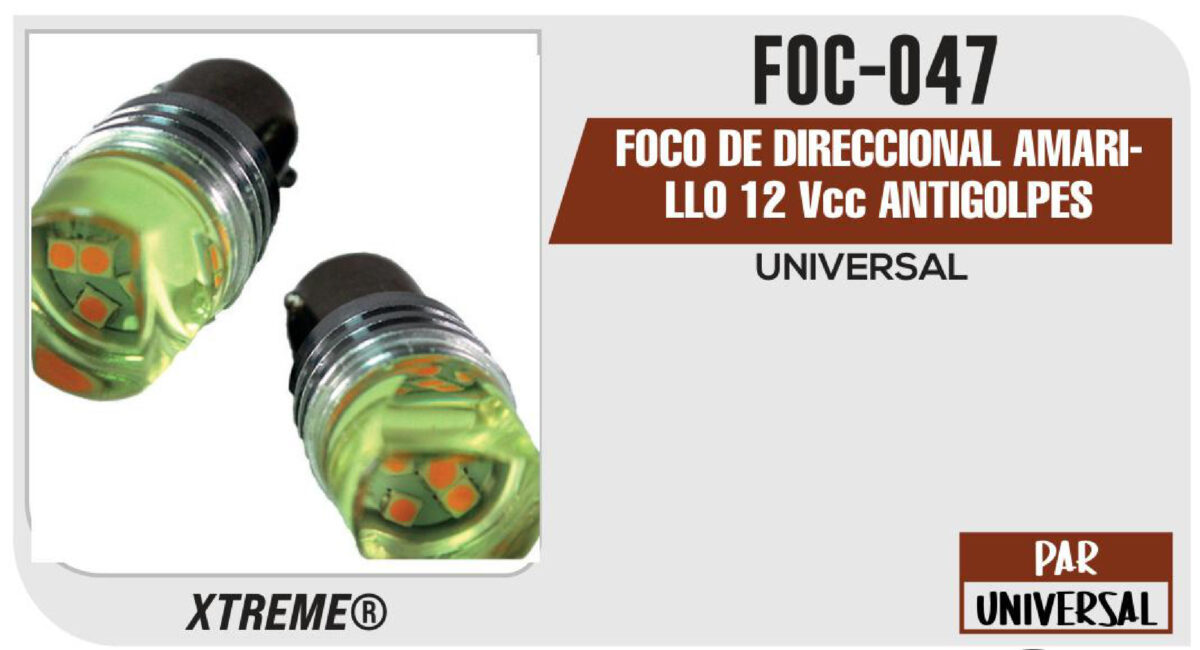 FOCO DE DIRECCIONAL AMARILLO 12Vcc ANTIGOLPES