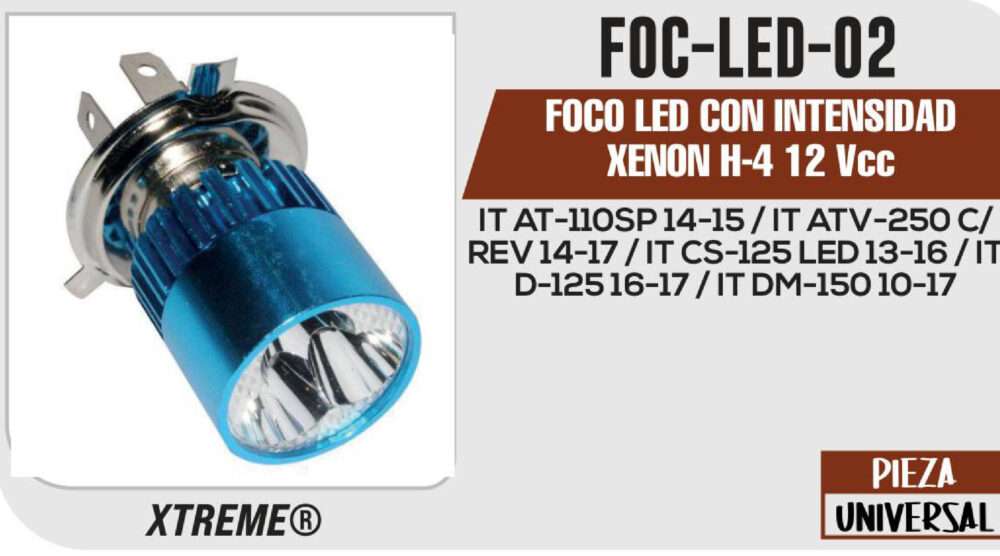 FOCO LED CON INTENSIDAD XENON H4 12Vcc