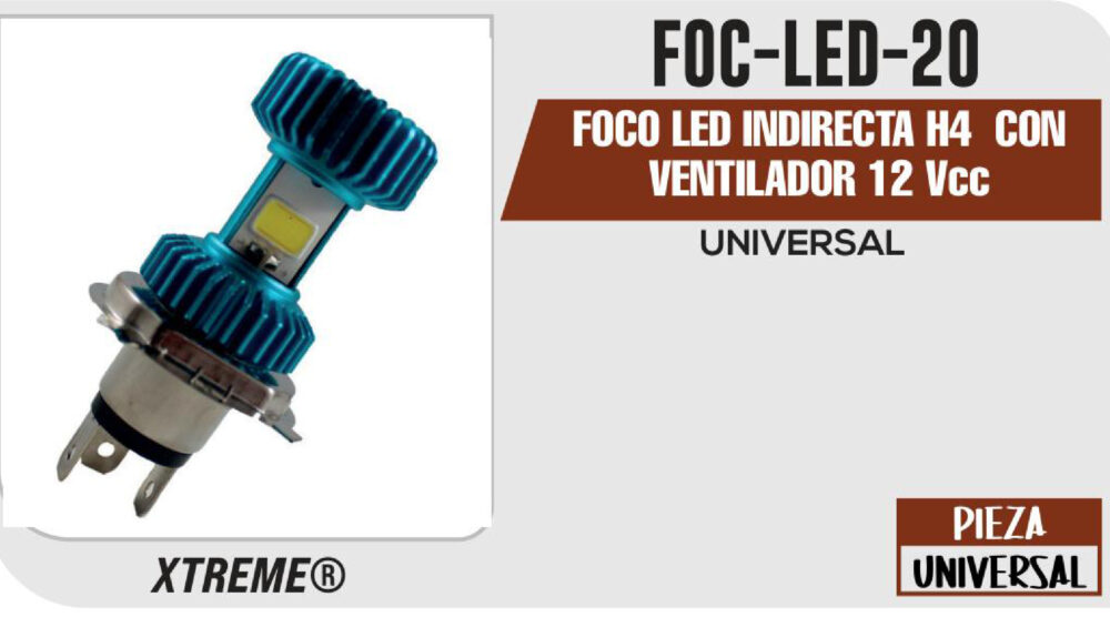 FOCO LED INDIRECTA H4  CON VENTILADOR 12Vcc