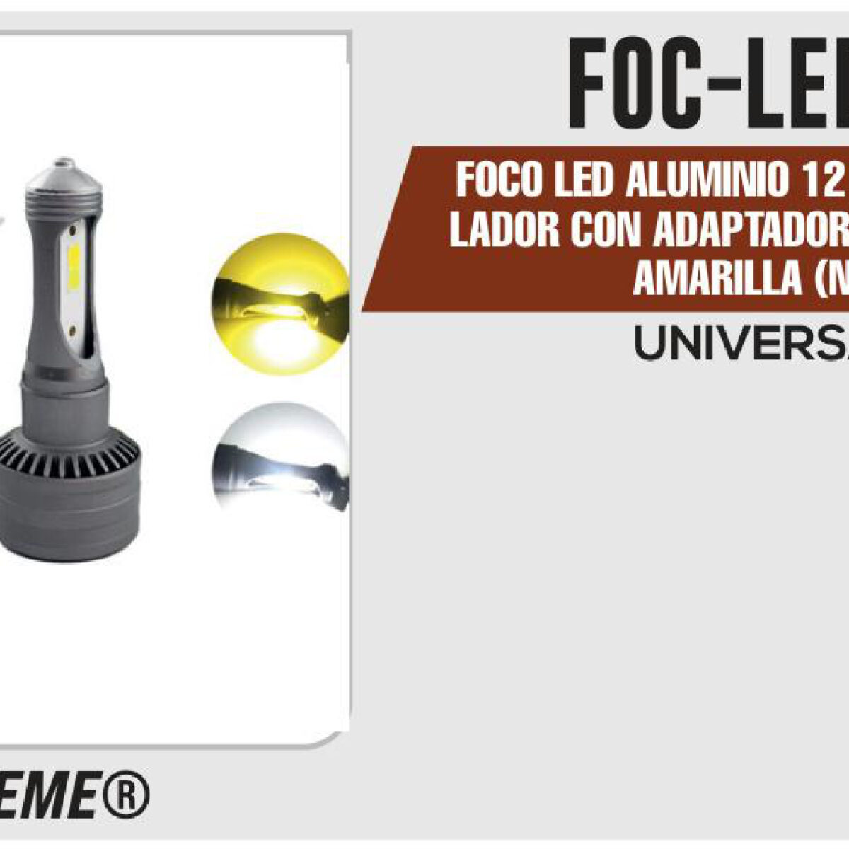 FOCO LED ALUMINIO 12Vcc CON VENTILADOR CON ADAPTADORES LUZ BLANCA Y AMARILLA (NIEBLA)