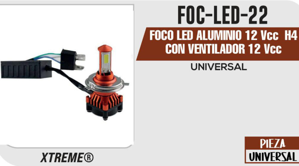 FOCO LED ALUMINIO H4 CON VENTILADOR 12Vcc