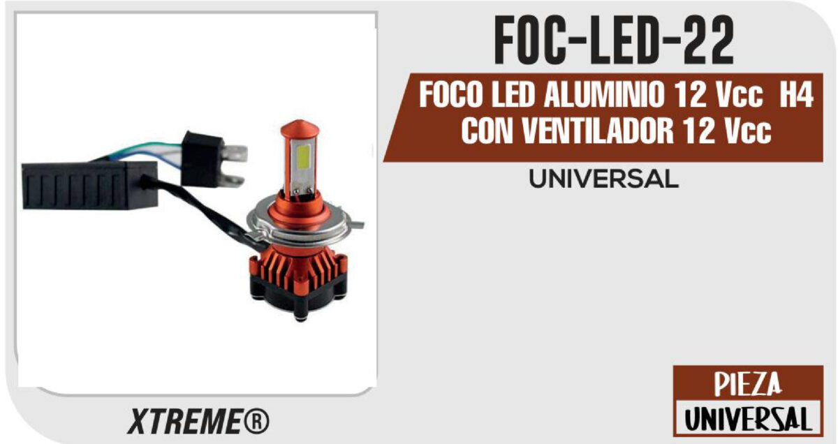 FOCO LED ALUMINIO H4 CON VENTILADOR 12Vcc