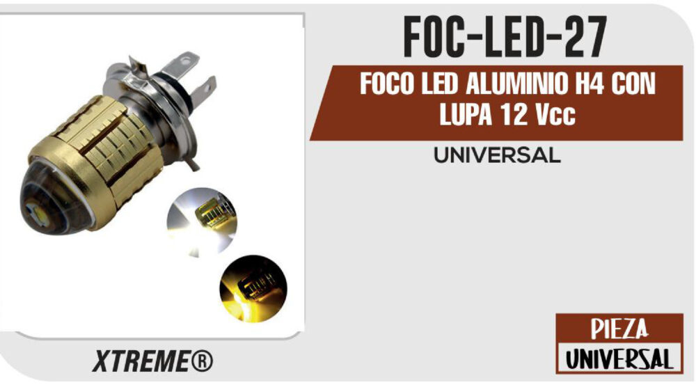 FOCO LED ALUMINIO H4 CON LUPA 12Vcc