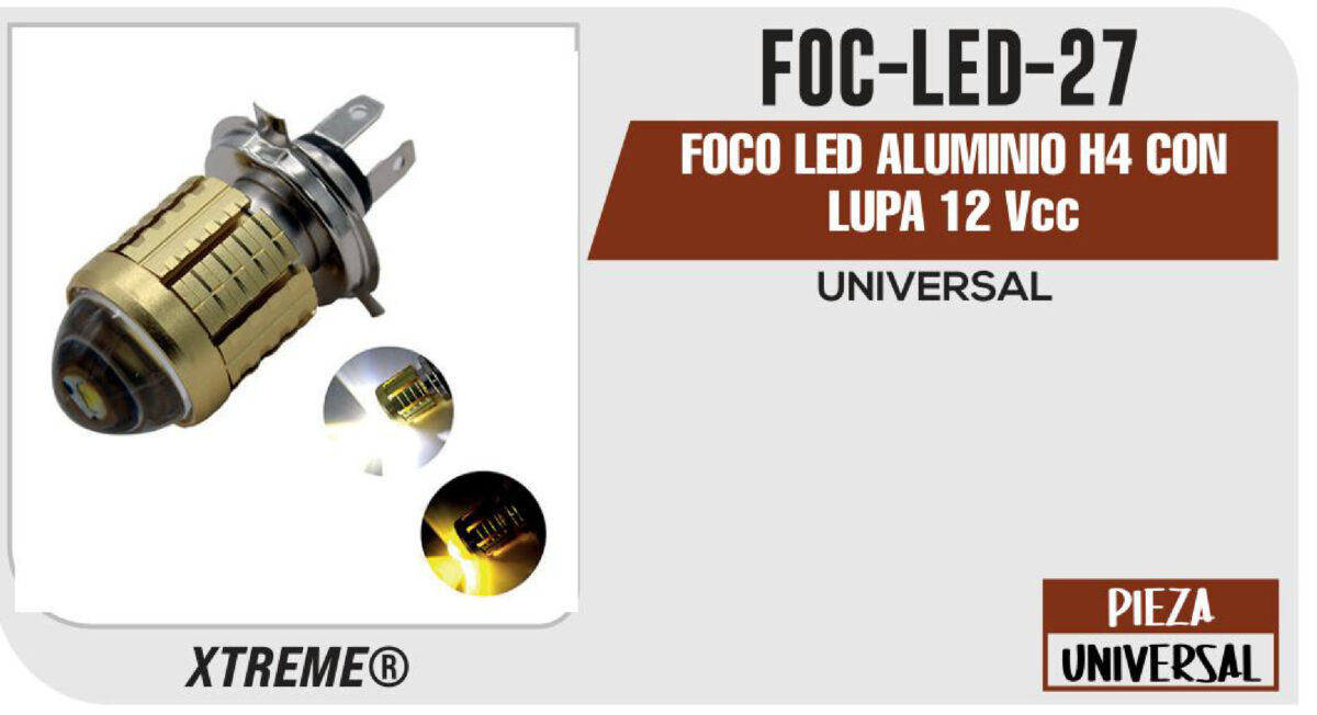 FOCO LED ALUMINIO H4 CON LUPA 12Vcc