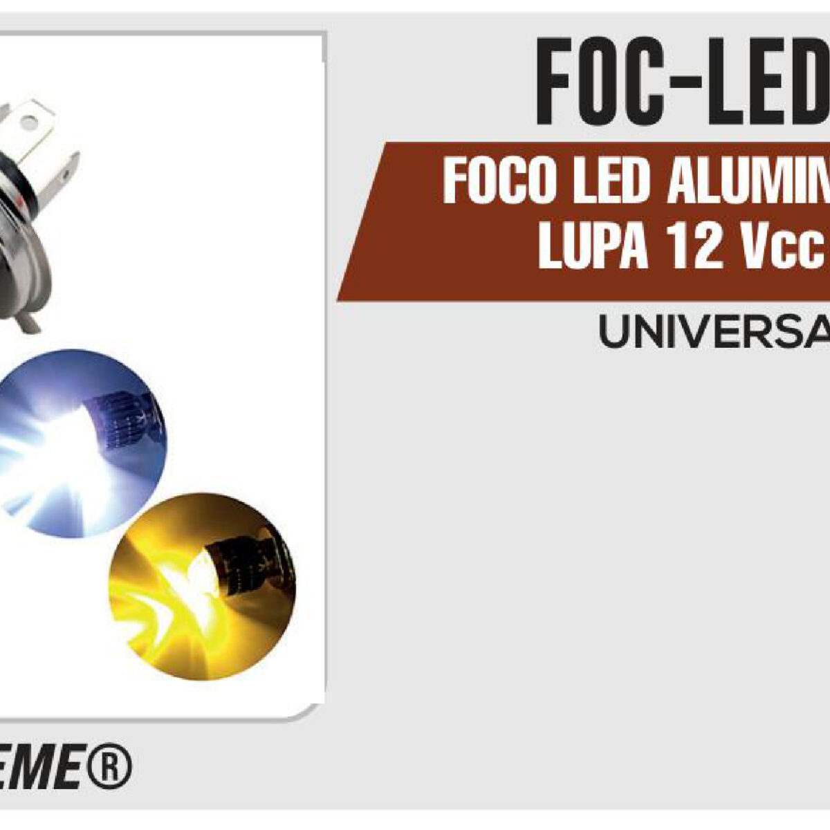 FOCO LED ALUMINIO H4 CON LUPA 12Vcc PLATA