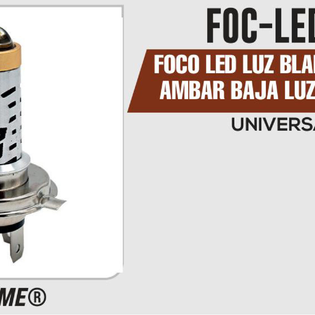 FOCO LED LUZ BLANCA ALTA LUZ AMBAR BAJA LUZ DE DIA AZUL 8W / 800LM H4 8-80 Vcc / Vca