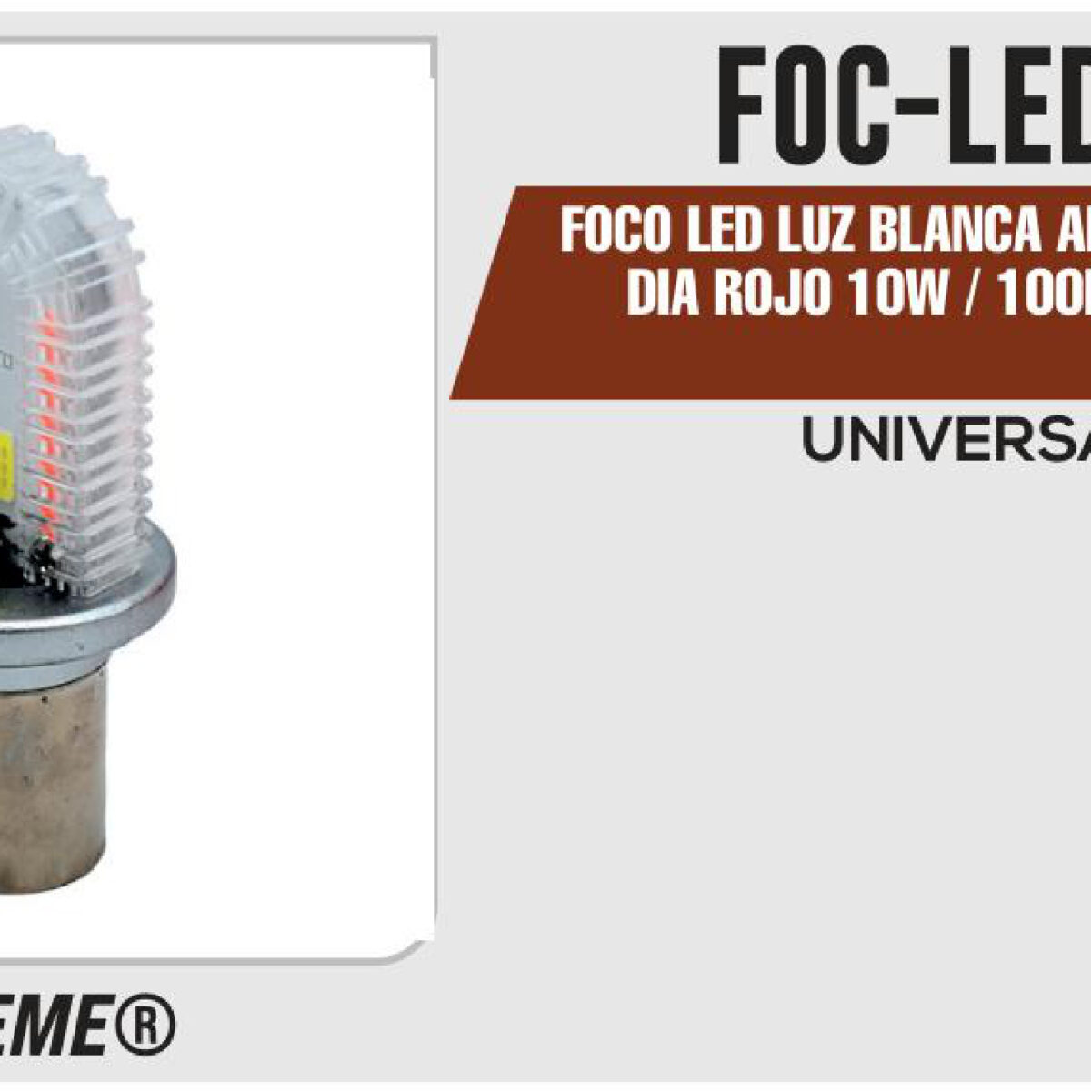 FOCO LED LUZ BLANCA ALTA- BAJA LUZ DE DIA ROJO 10W / 100LM S2 12Vcc