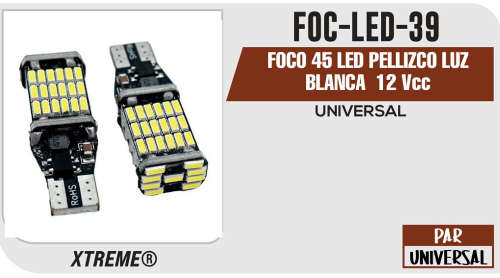 FOCO 45 LED PELLIZCO LUZ BLANCA 12Vcc