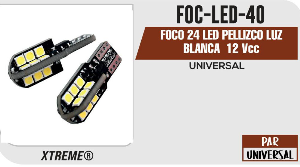 FOCO 24 LED PELLIZCO LUZ BLANCA 12Vcc