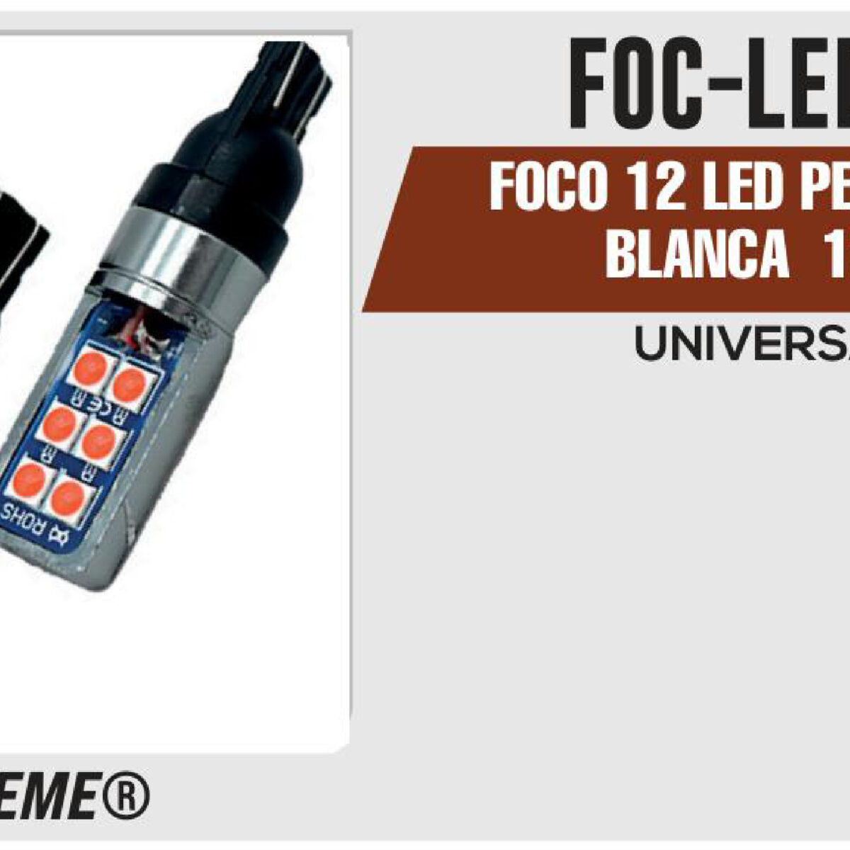 FOCO 12 LED PELLIZCO LUZ ROJO 12Vcc