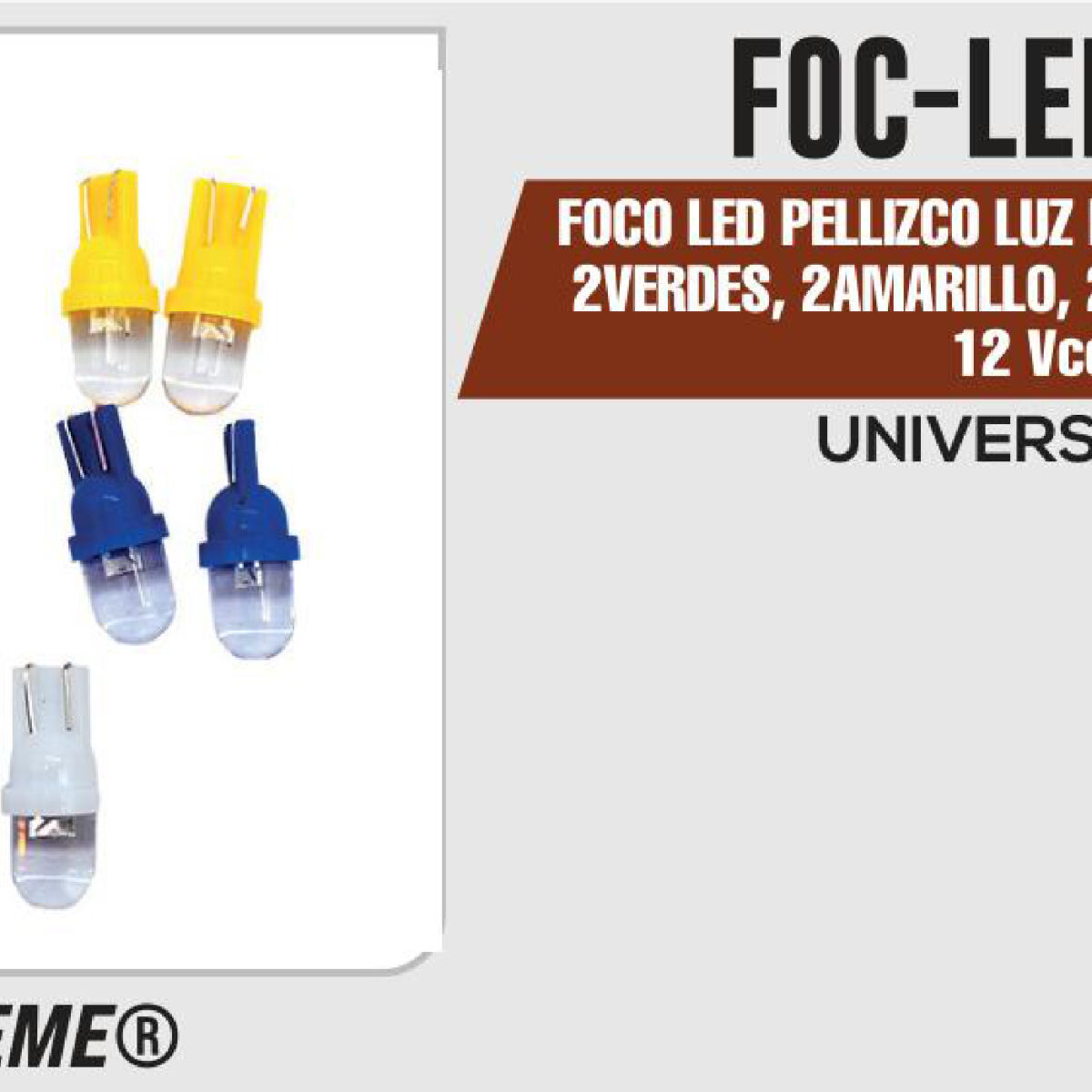 FOCO LED PELLIZCO LUZ BLANCA 2 ROJOS, 2VERDES, 2AMARILLO, 2 BLANCO, 2 AZUL 12Vcc