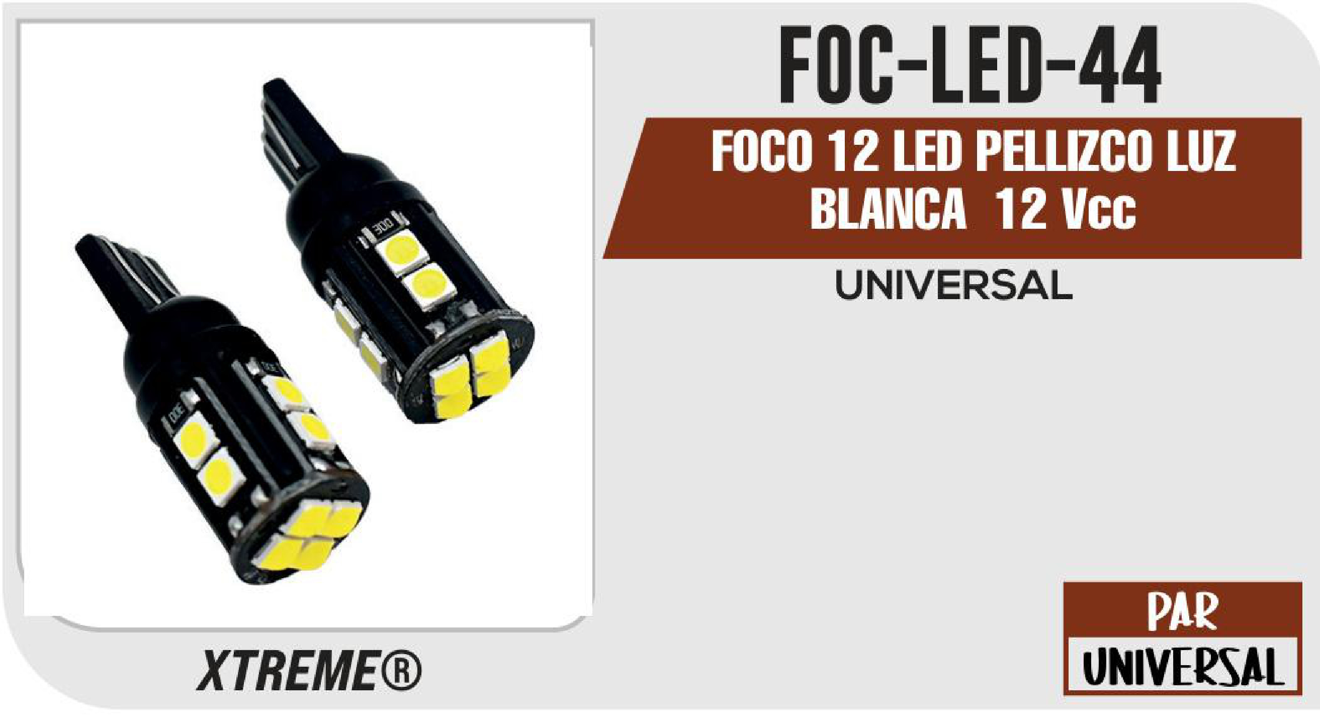 FOCO 12 LED PELLIZCO LUZ BLANCA 12Vcc