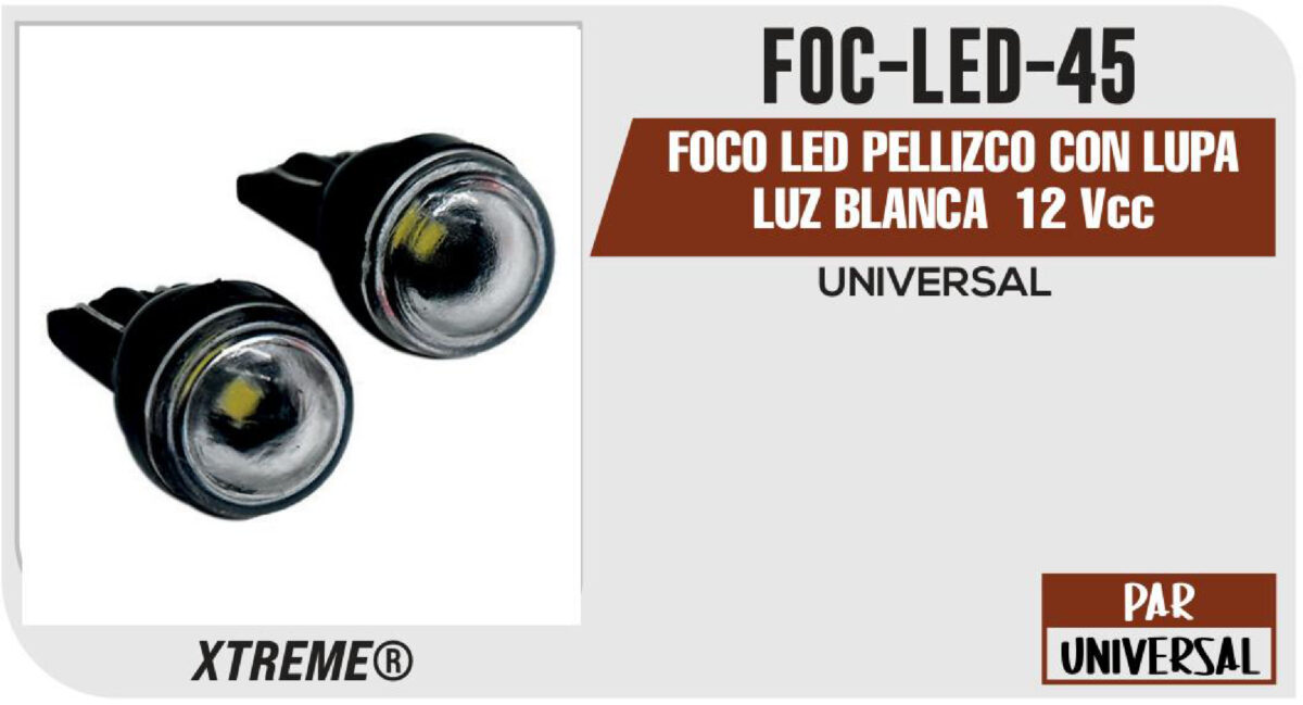 FOCO LED PELLIZCO CON LUPA LUZ BLANCA 12Vcc
