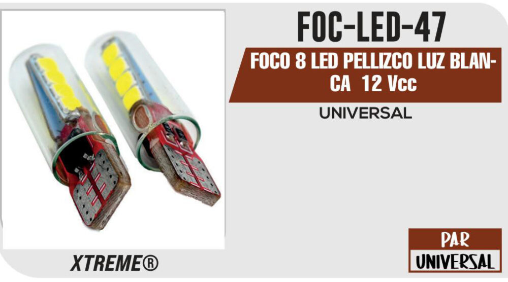FOCO 8 LED PELLIZCO LUZ BLANCA 12Vcc