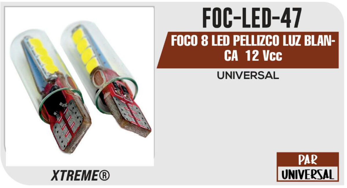 FOCO 8 LED PELLIZCO LUZ BLANCA 12Vcc