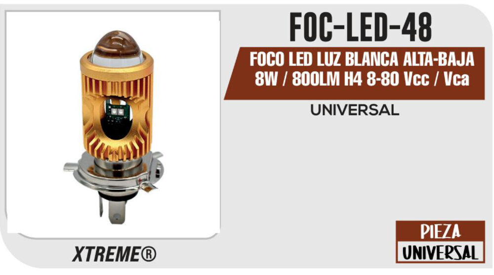 FOCO LED LUZ BLANCA ALTA-BAJA 8W / 800LM H4 8-80 Vcc / Vca