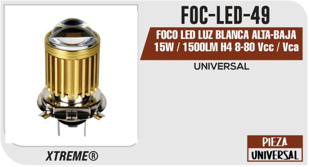 FOCO LED LUZ BLANCA ALTA-BAJA 15W / 1500LM H4 8-80 Vcc / Vca