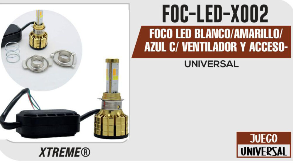 FOCO LED BLANCO/AMARILLO/AZUL C/ VENTILADOR Y ACCESORIOS 9-36 Vcc 30 W