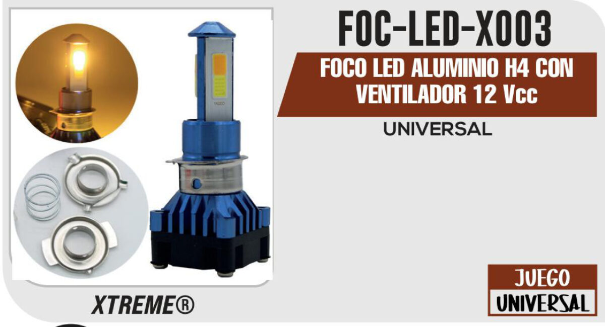 FOCO LED ALUMINIO H4 CON VENTILADOR 12Vcc