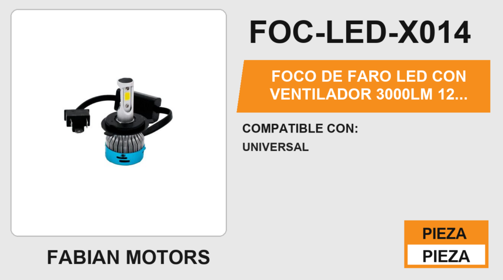 FOCO DE FARO LED CON VENTILADOR 3000LM 12Vcc