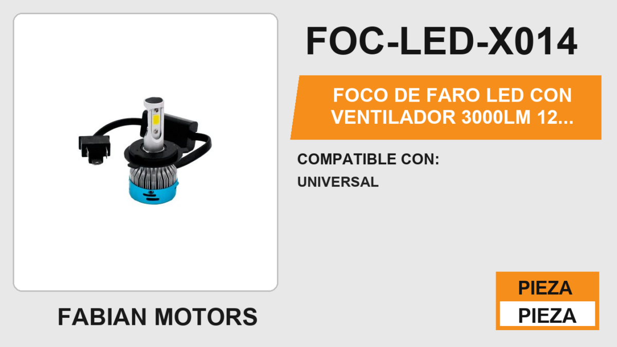 FOCO DE FARO LED CON VENTILADOR 3000LM 12Vcc