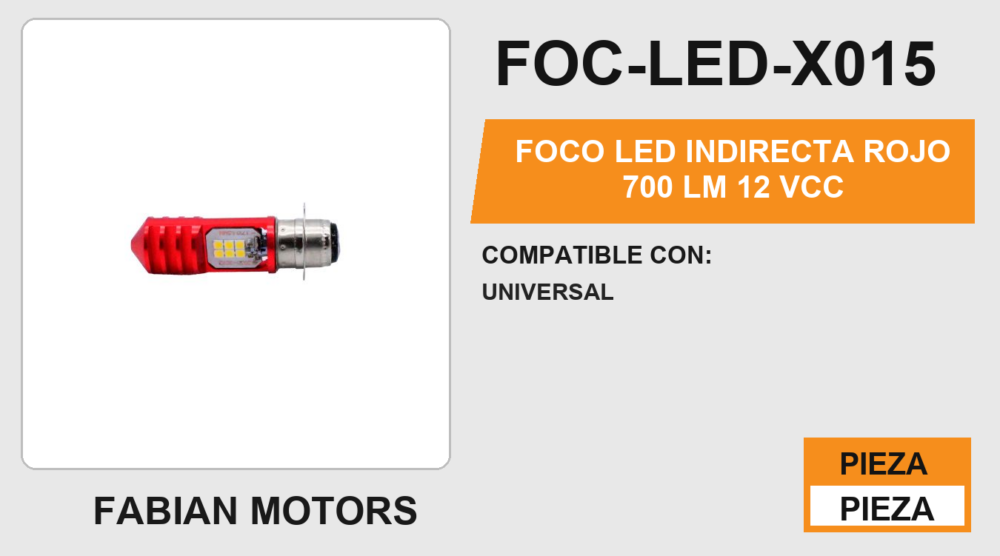 FOCO LED INDIRECTA ROJO 700 LM 12Vcc