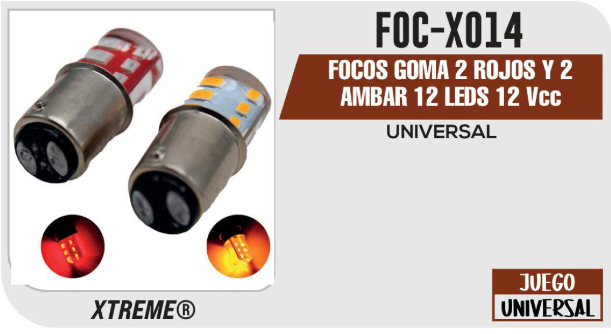 FOCOS GOMA 2 ROJOS Y 2 AMBAR 12 LEDS 12Vcc