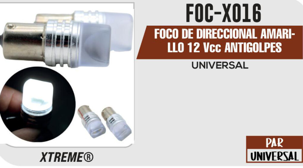 FOCO DE DIRECCIONAL AMARILLO 12Vcc ANTIGOLPES