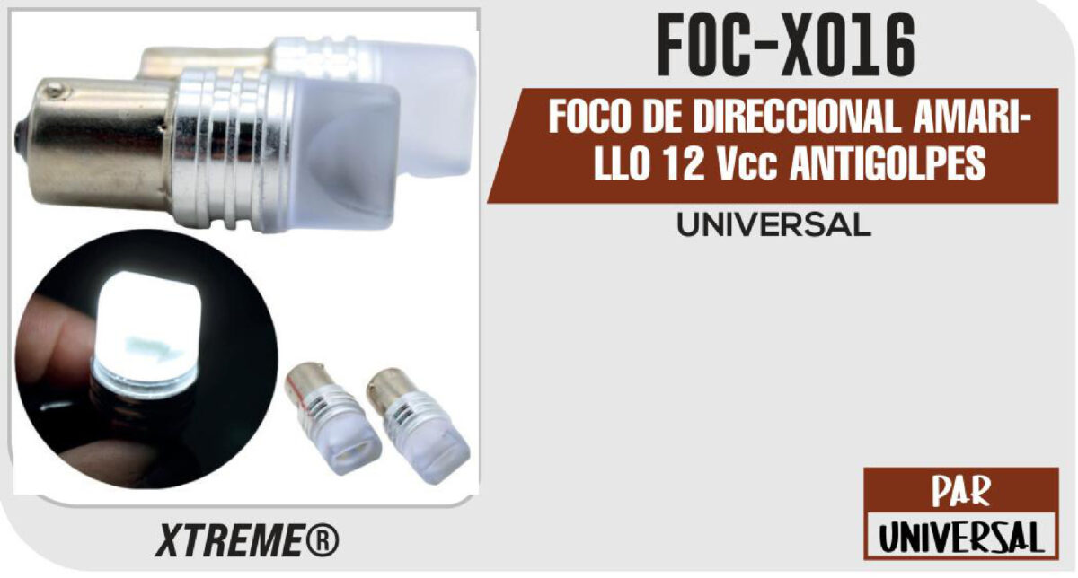FOCO DE DIRECCIONAL AMARILLO 12Vcc ANTIGOLPES
