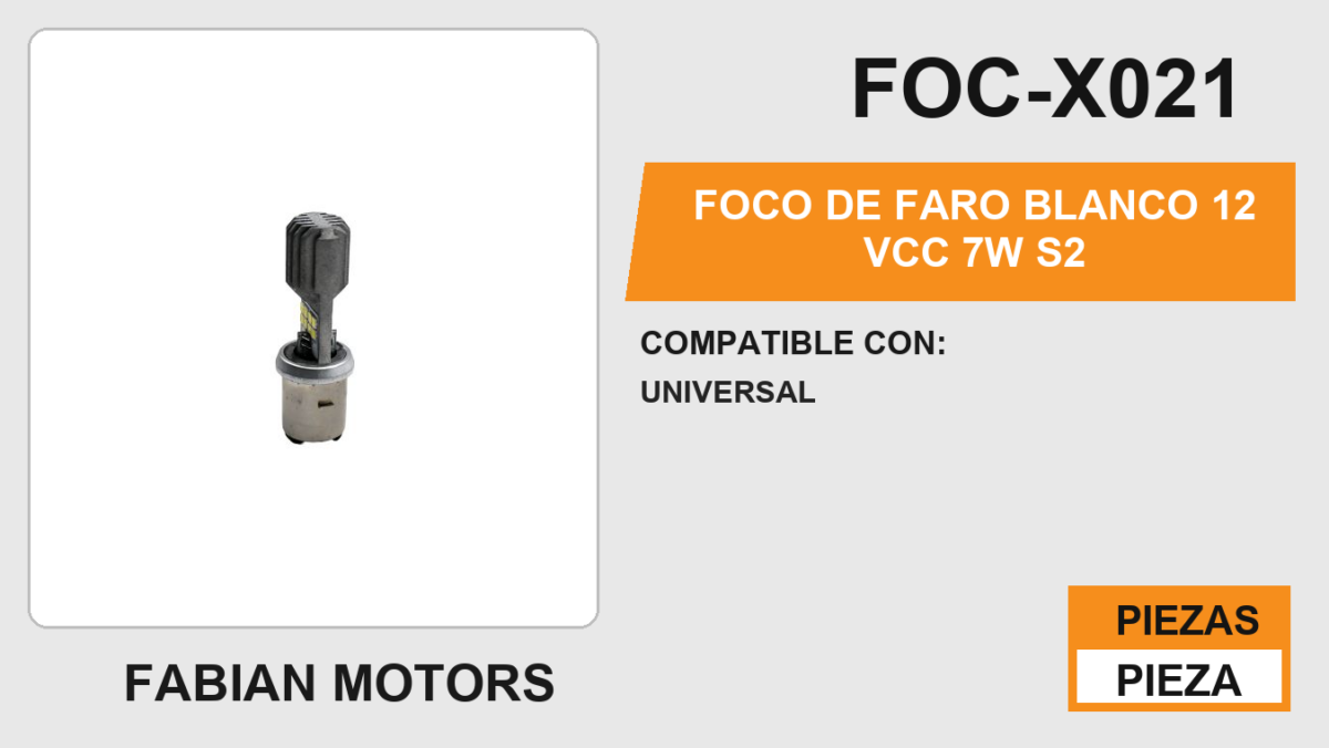 FOCO DE FARO BLANCO 12Vcc 7W S2