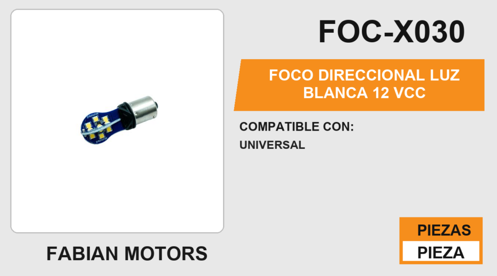 FOCO DIRECCIONAL LUZ BLANCA  12 Vcc