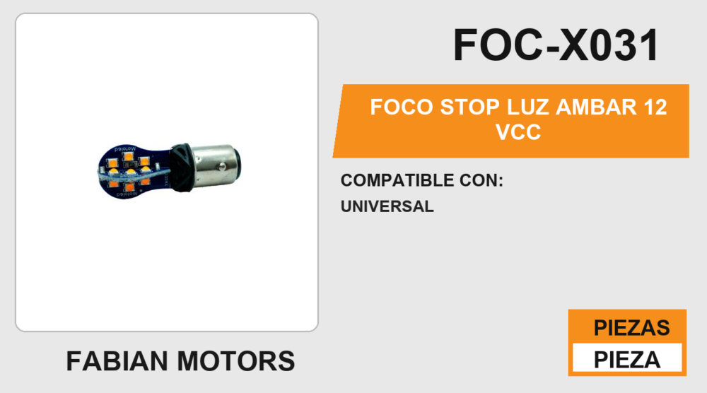 FOCO STOP LUZ  AMBAR 12 Vcc