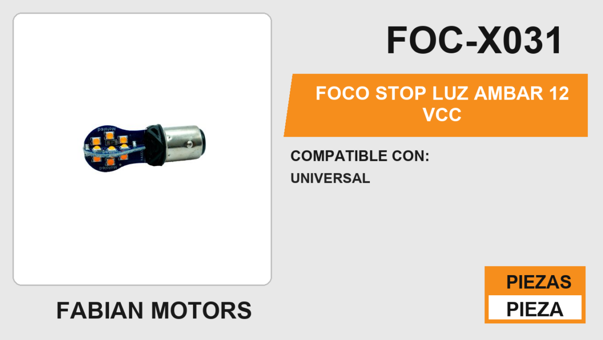 FOCO STOP LUZ  AMBAR 12 Vcc