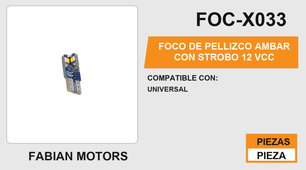 FOCO DE PELLIZCO AMBAR CON STROBO 12 Vcc