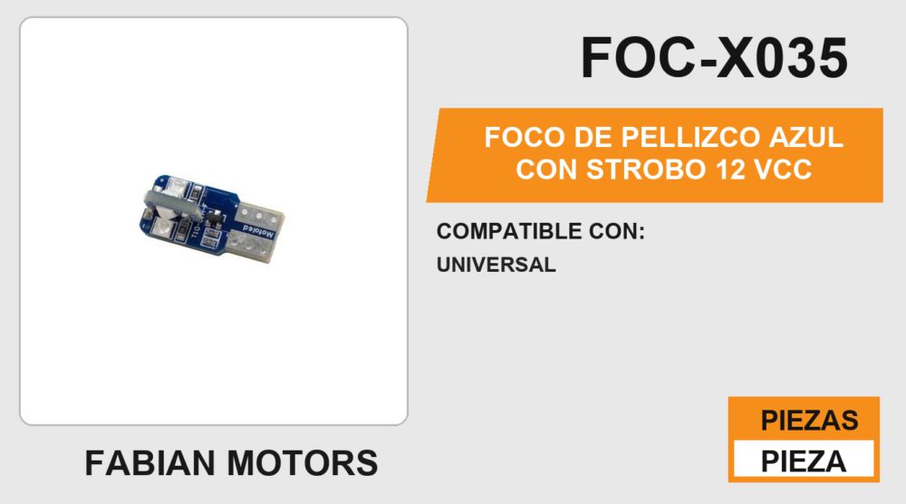 FOCO DE PELLIZCO AZUL  CON STROBO 12 Vcc