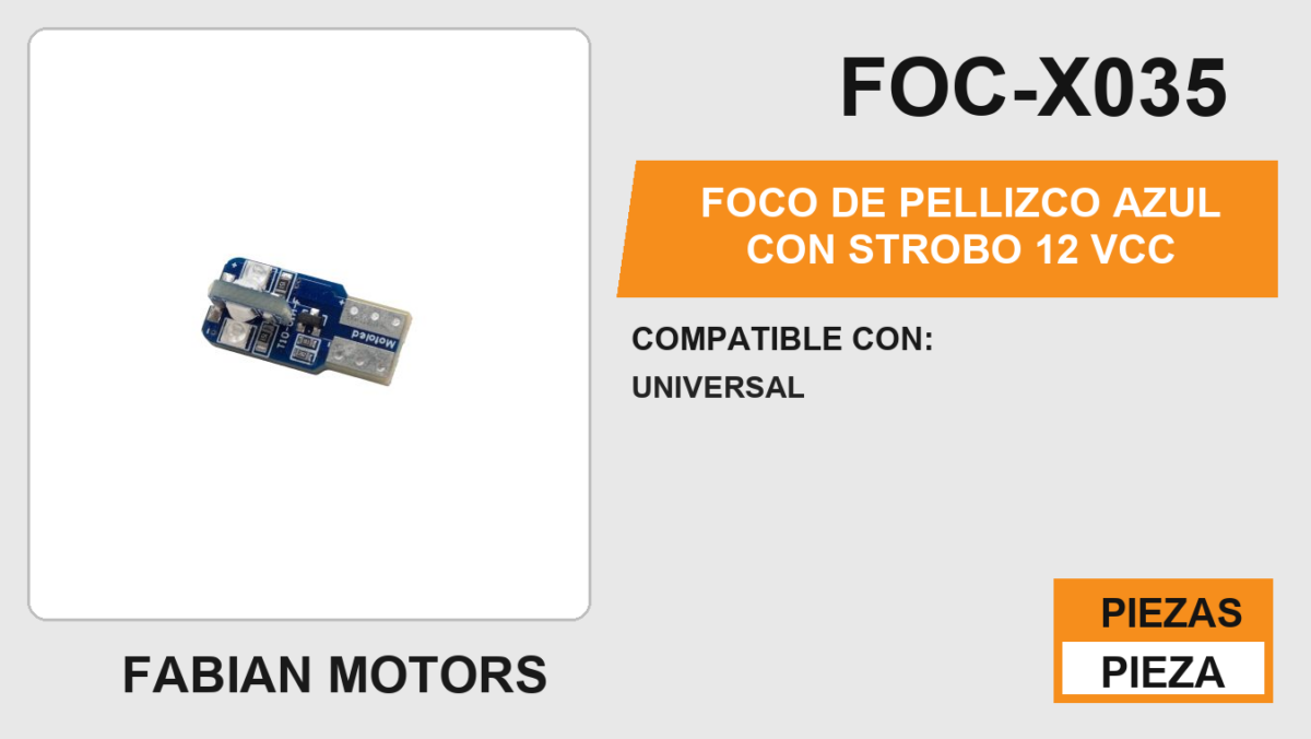 FOCO DE PELLIZCO AZUL  CON STROBO 12 Vcc