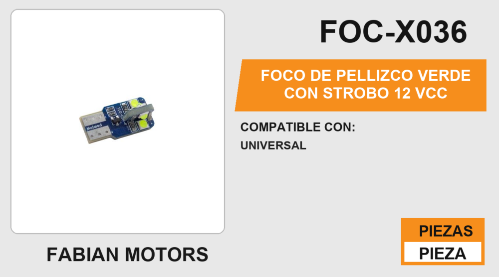 FOCO DE PELLIZCO VERDE CON STROBO 12 Vcc