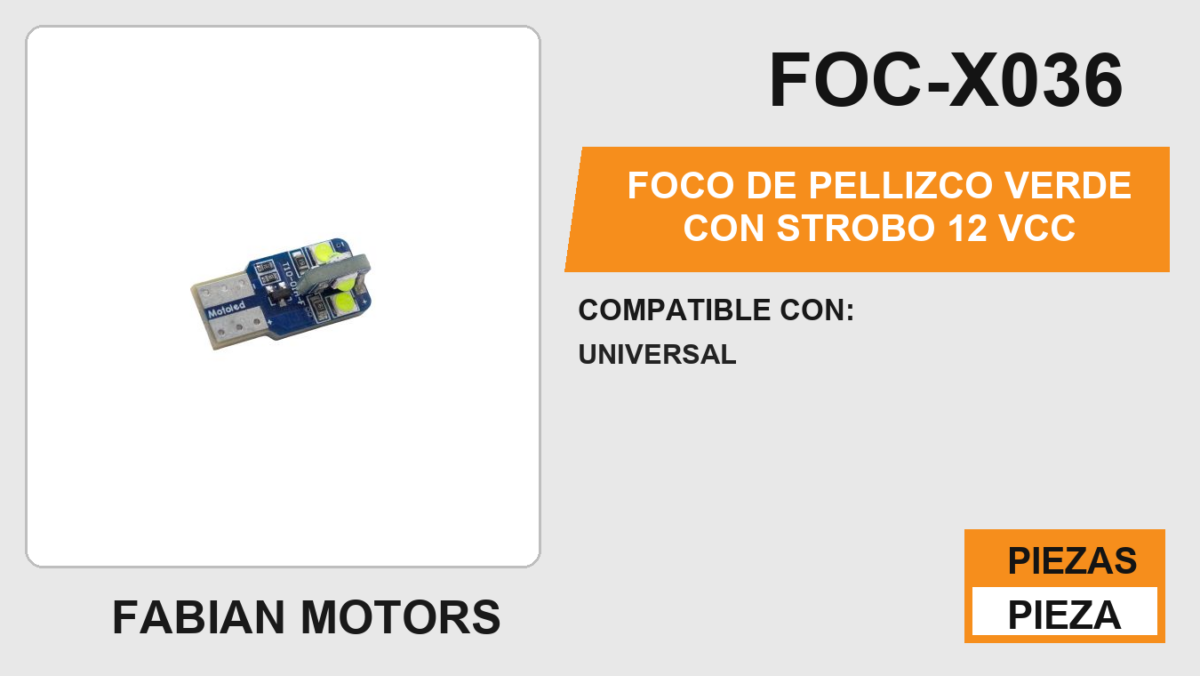 FOCO DE PELLIZCO VERDE CON STROBO 12 Vcc