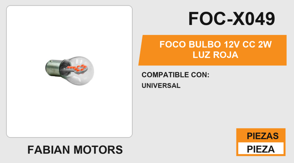 FOCO BULBO 12V cc 2W LUZ ROJA