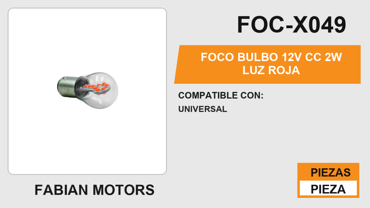 FOCO BULBO 12V cc 2W LUZ ROJA