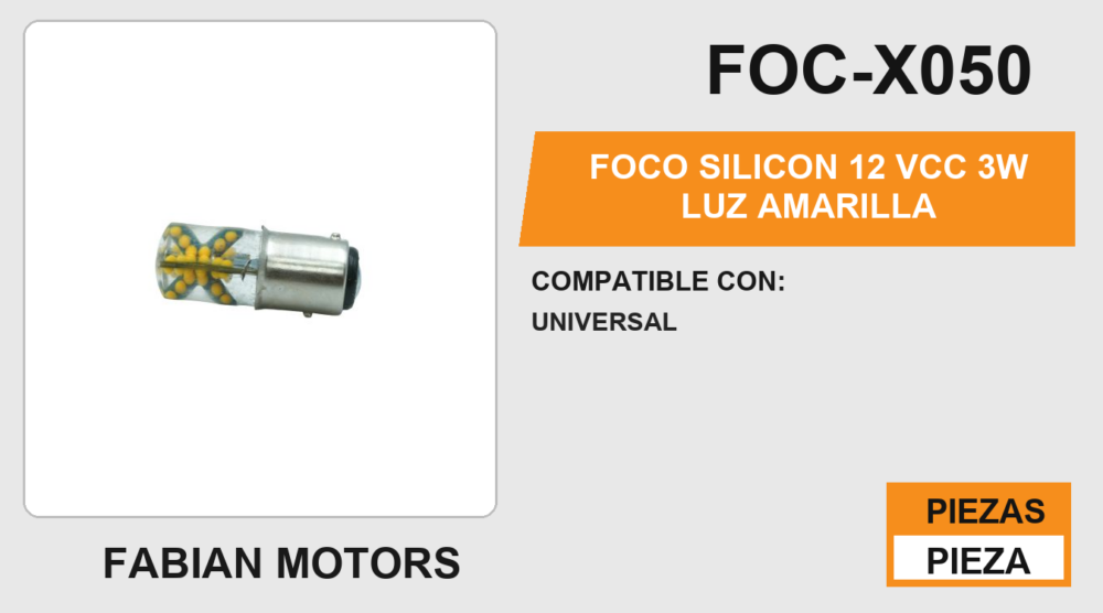 FOCO SILICON 12 Vcc 3W LUZ AMARILLA