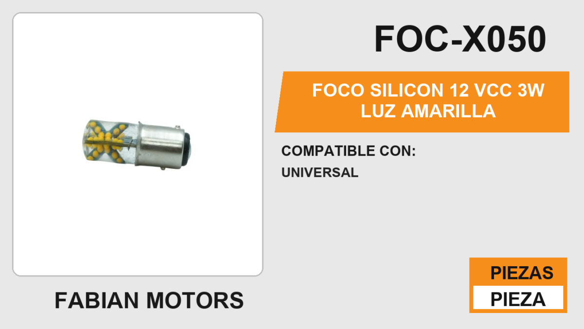 FOCO SILICON 12 Vcc 3W LUZ AMARILLA