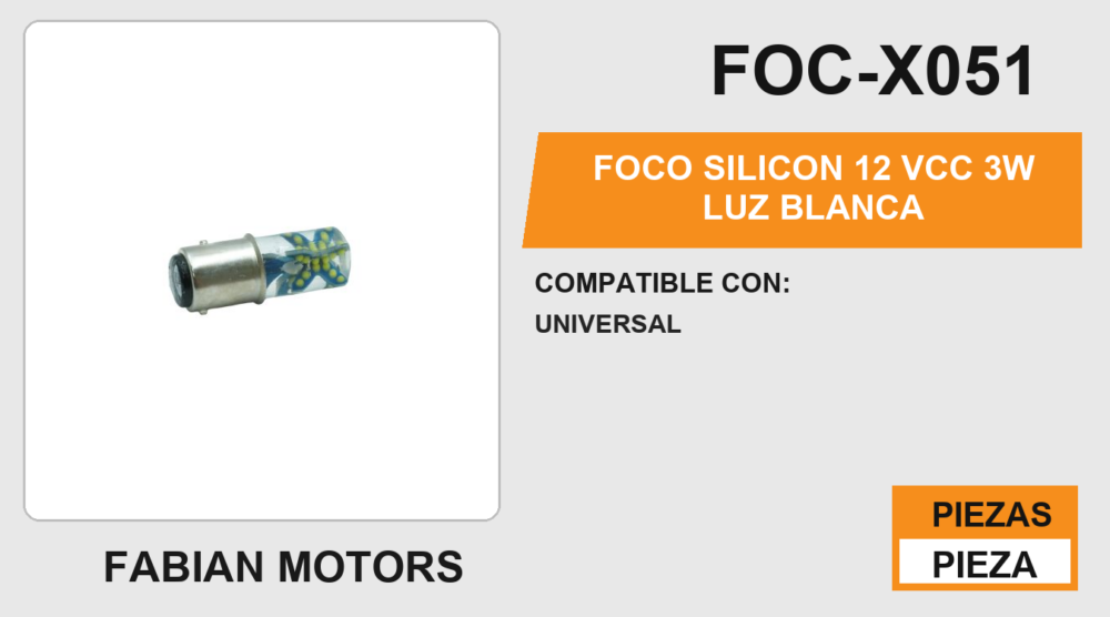 FOCO SILICON 12 Vcc 3W LUZ BLANCA