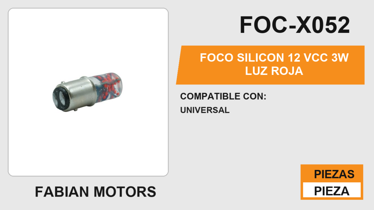FOCO SILICON 12 Vcc 3W LUZ ROJA