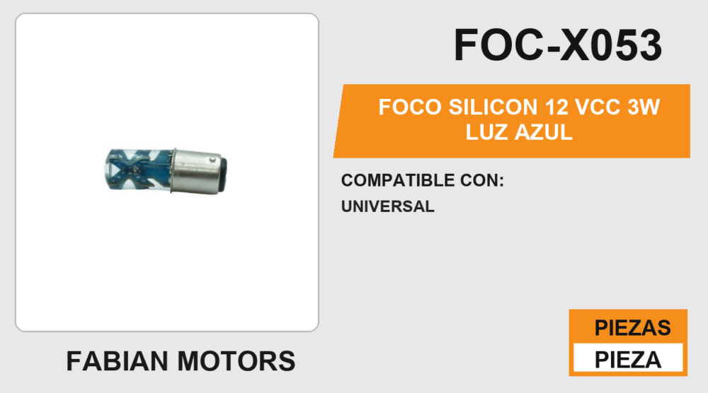 FOCO SILICON 12 Vcc 3W LUZ AZUL