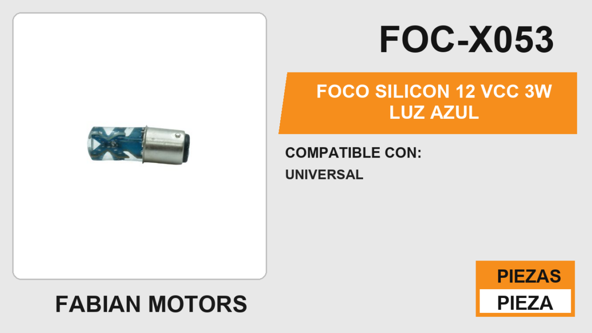 FOCO SILICON 12 Vcc 3W LUZ AZUL