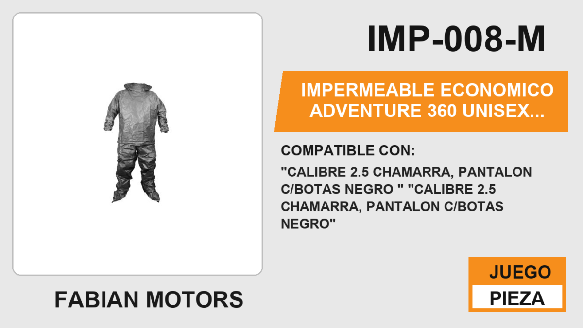 IMPERMEABLE ECONOMICO ADVENTURE 360 UNISEX TALLA M