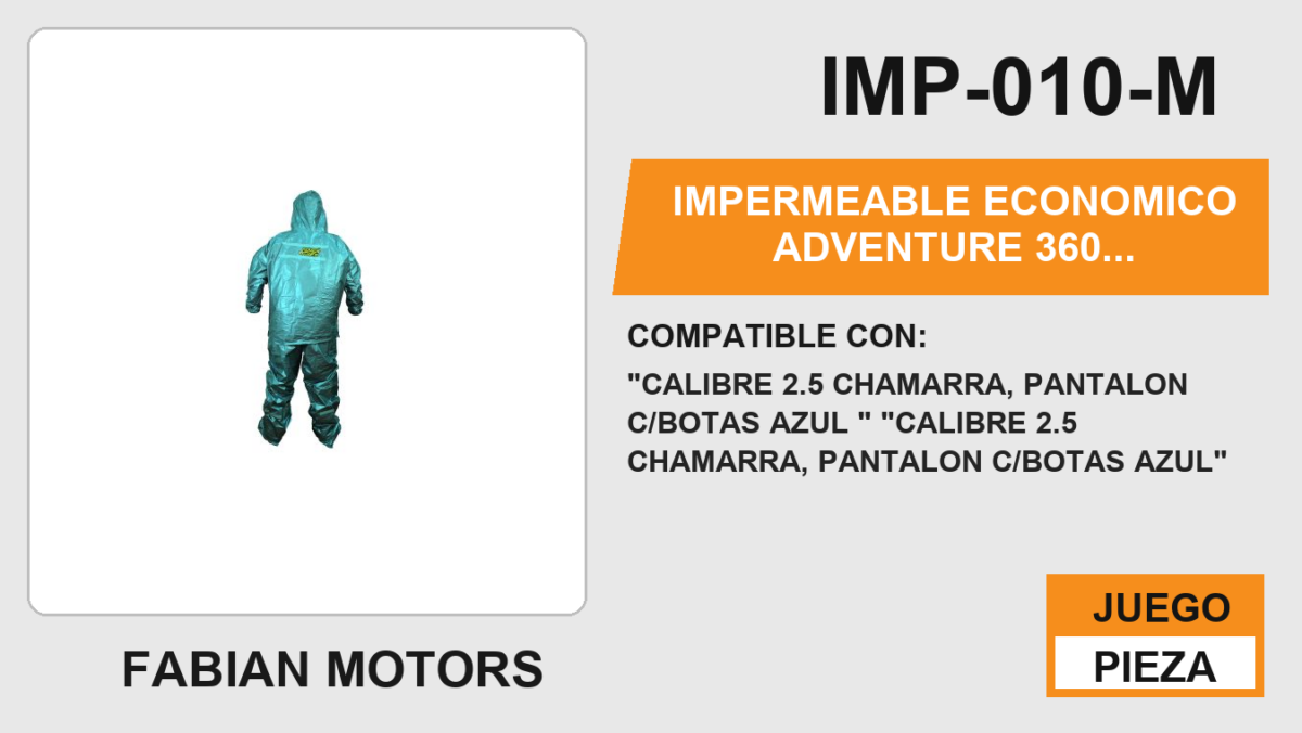 IMPERMEABLE ECONOMICO ADVENTURE 360 CABALLERO TALLA M