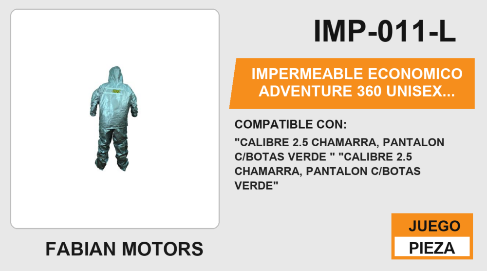 IMPERMEABLE ECONOMICO ADVENTURE 360 UNISEX TALLA L