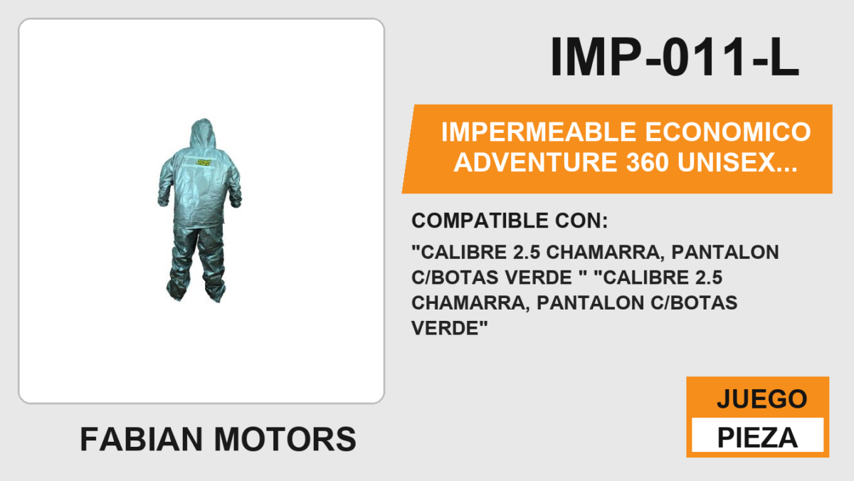 IMPERMEABLE ECONOMICO ADVENTURE 360 UNISEX TALLA L